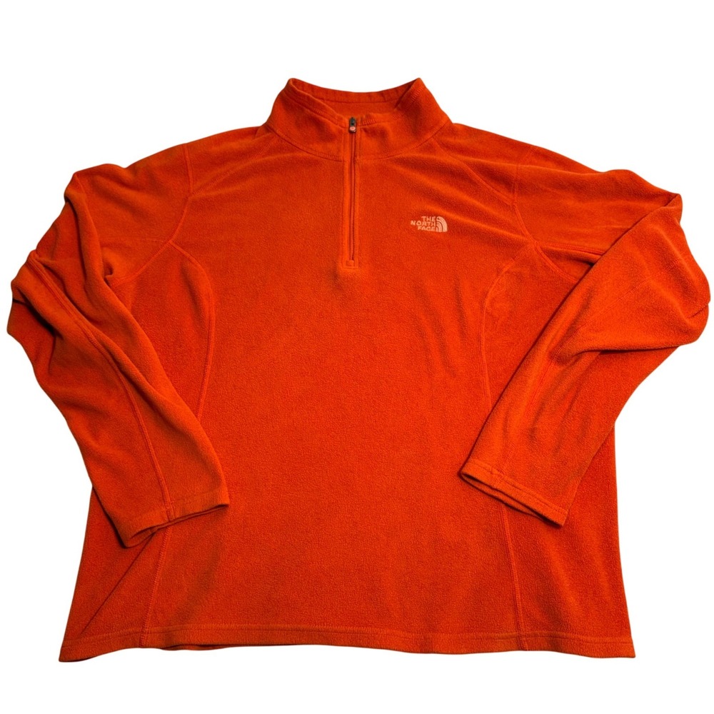 The North Face Fleece Pullover Womens XL Orange TKA 100 Quarter Zip Jacket